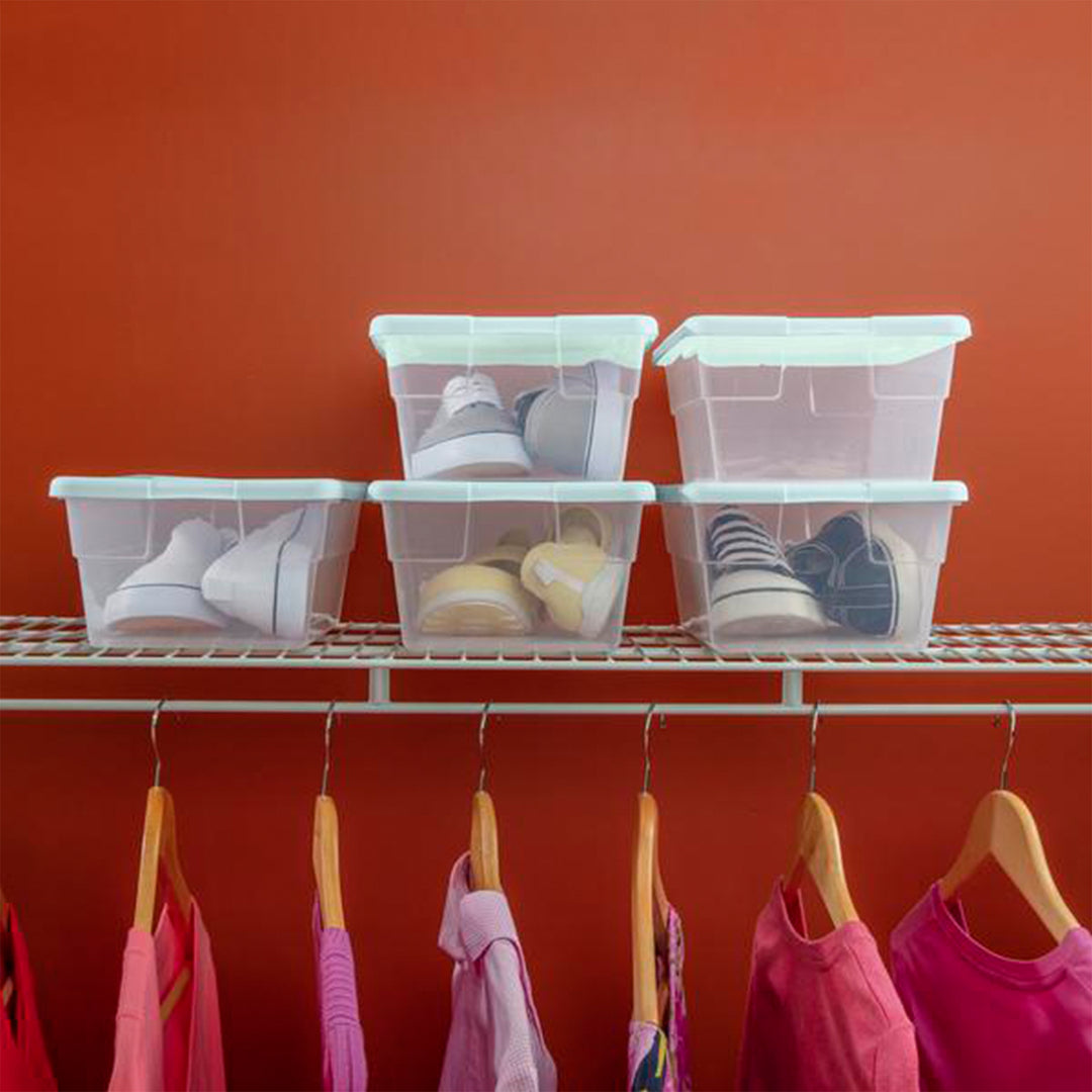 Sterilite 30 Pack 6 Quart Storage Box Stackable Bin with Lid, Plastic Container - VMInnovations