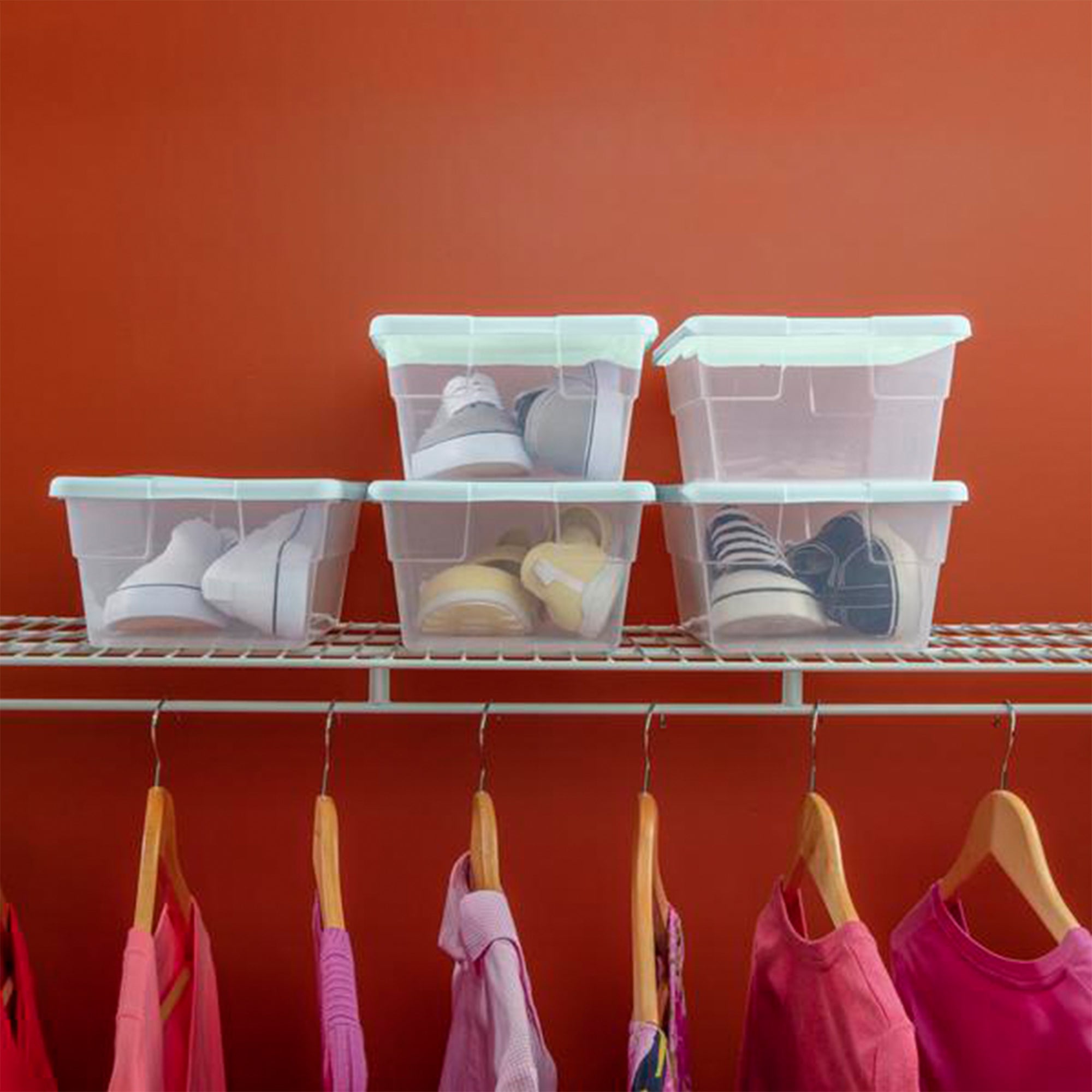 Sterilite 60 Pack 6 Quart Storage Box Stackable Bin with Lid, Plastic Container - VMInnovations