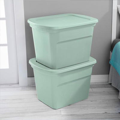 Sterilite 8 Pack 18 Gal Plastic Stackable Storage Container w/ Lid, Mindful Mint - VMInnovations