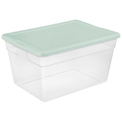 Sterilite 32 Pk Stackable Storage Tote Container, 56Qt, Clear, Mindful Mint Lid - VMInnovations