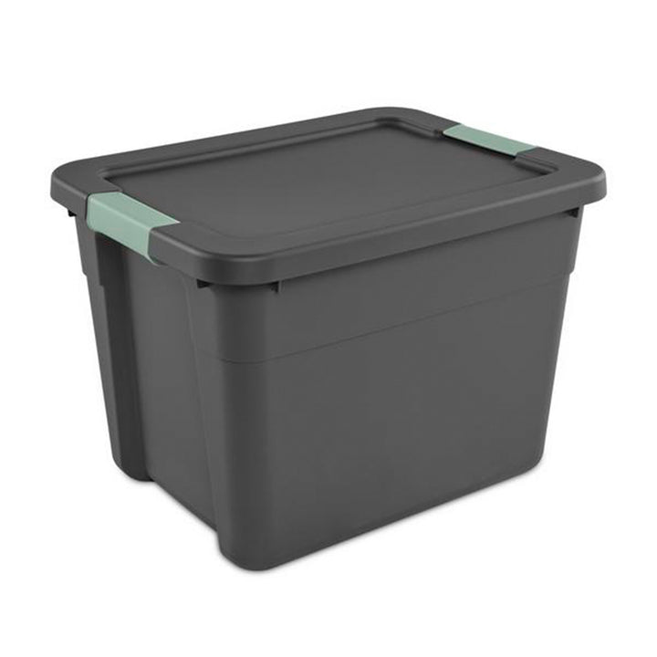 Sterilite 12Pk Latch Tote, Stackable Plastic Storage Container, 12Gal,Gray/Green