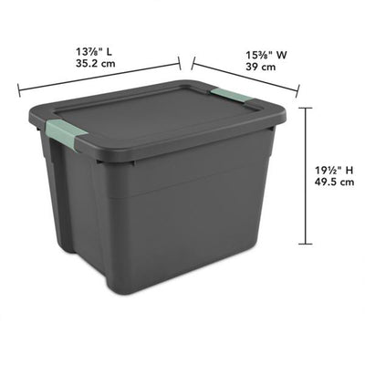 Sterilite 18Pk Latch Tote, Stackable Plastic Storage Container, 12Gal,Gray/Green