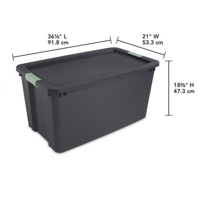 Sterilite 45 Gal Wheeled Latch Tote, Stackable Plastic Storage Bin, Gray, 8 Pack