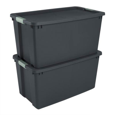 Sterilite 45 Gal Wheeled Latch Tote, Stackable Plastic Storage Bin, Gray, 8 Pack