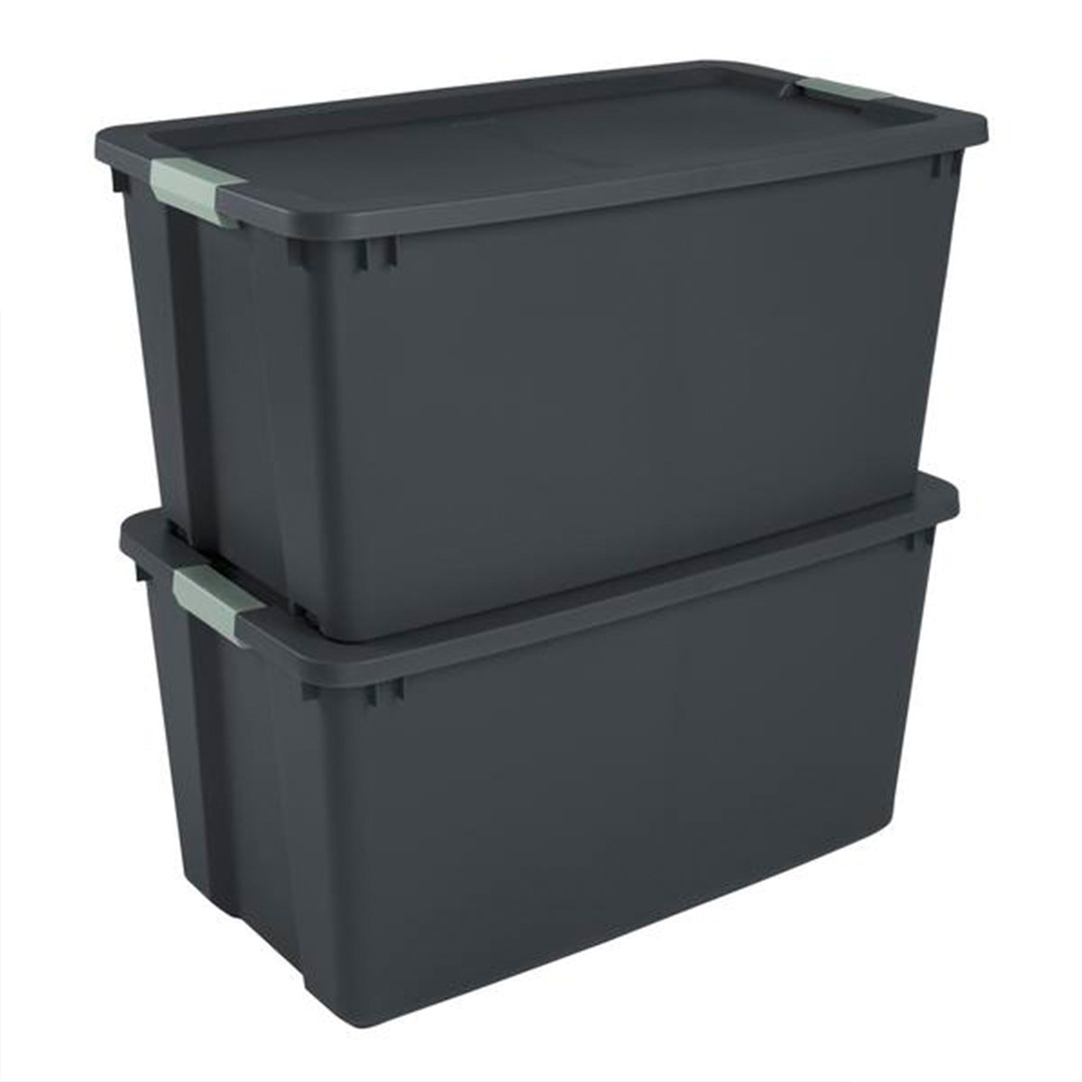 Sterilite 45 Gal Wheeled Latch Tote, Stackable Plastic Storage Bin, Gray, 8 Pack