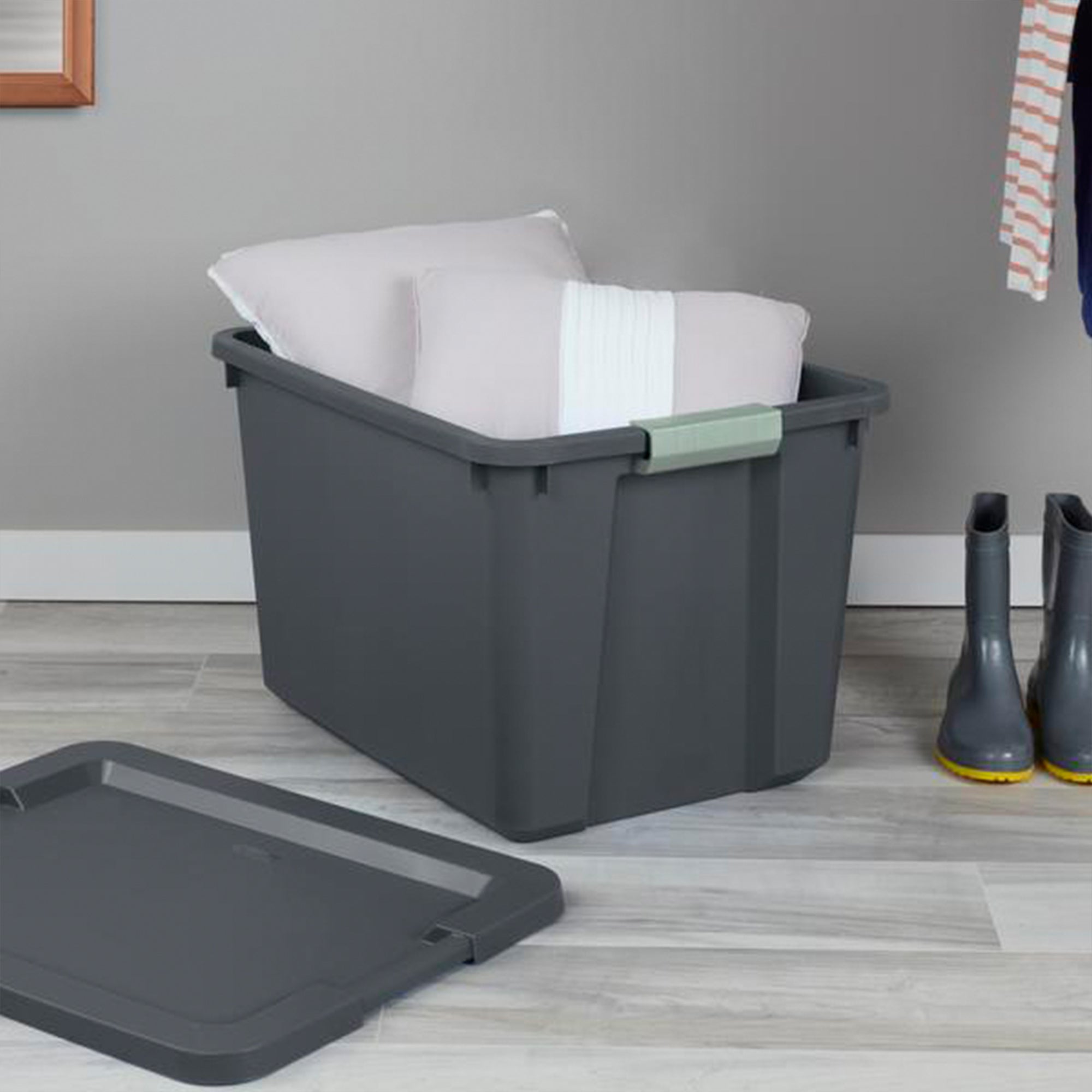 Sterilite 18 Pack 20 Gallon Latch Tote, Stackable Plastic Storage Bin Container - VMInnovations