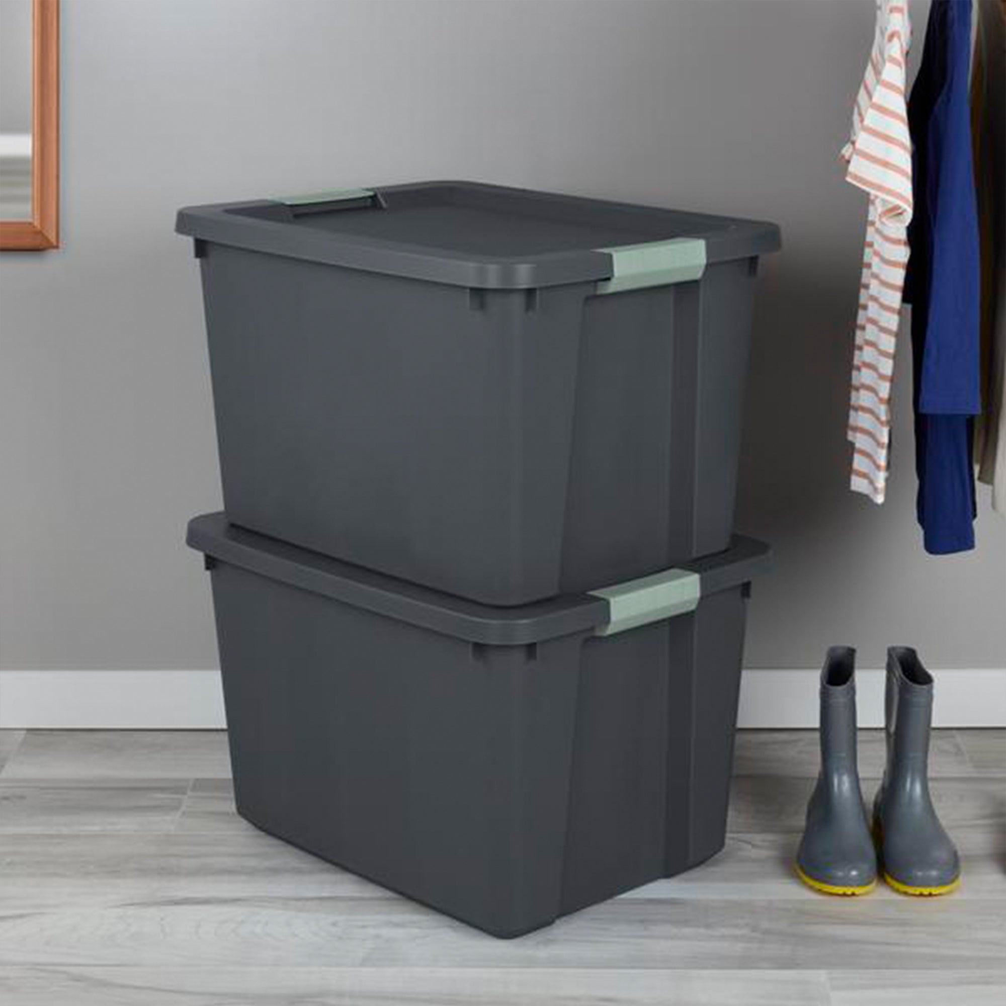 Sterilite 12 Pack 20 Gallon Latch Tote, Stackable Plastic Storage Bin Container - VMInnovations