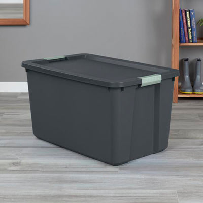 Sterilite 8 Pack 34 Gallon Latch Tote, Stackable Plastic Storage Bin Container