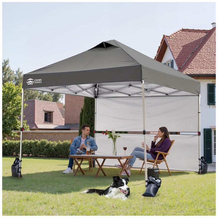 Crown Shades 10x10 Pop Up Canopy, Beach Tent with 2 Half Sidewalls, Gray(Used) - VMInnovations
