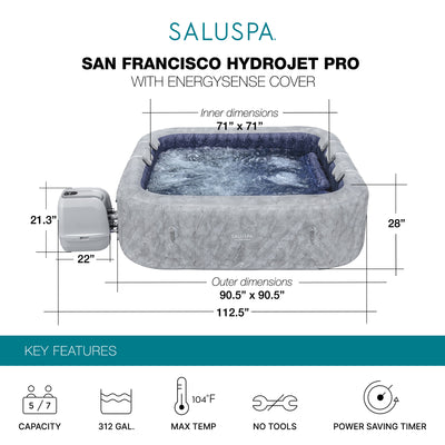 Bestway 5-7 Person San Francisco EnergySense HydroJet Inflatable Spa (Open Box) - VMInnovations