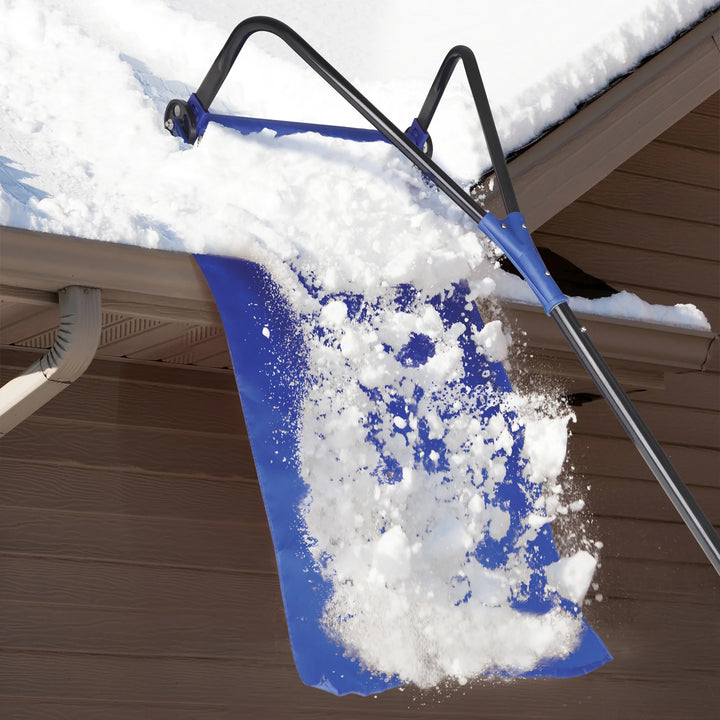 Snow Joe Roof Rake Snow Removal Tool with 28-Foot Reach and 20-Foot Debris Slide