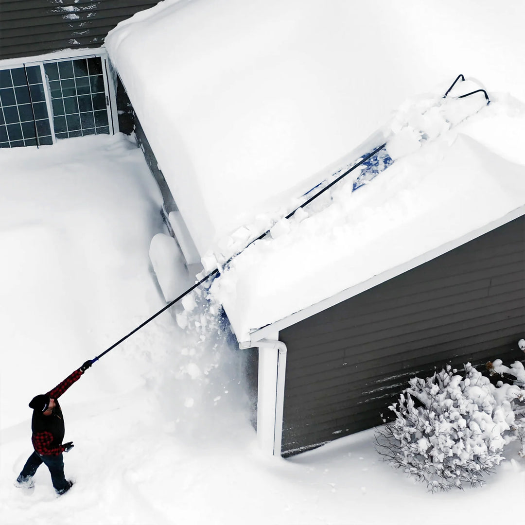 Snow Joe Roof Rake Snow Removal Tool with 28-Foot Reach and 20-Foot Debris Slide
