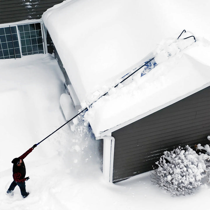 Snow Joe Roof Rake Snow Removal Tool with 28-Foot Reach and 20-Foot Debris Slide