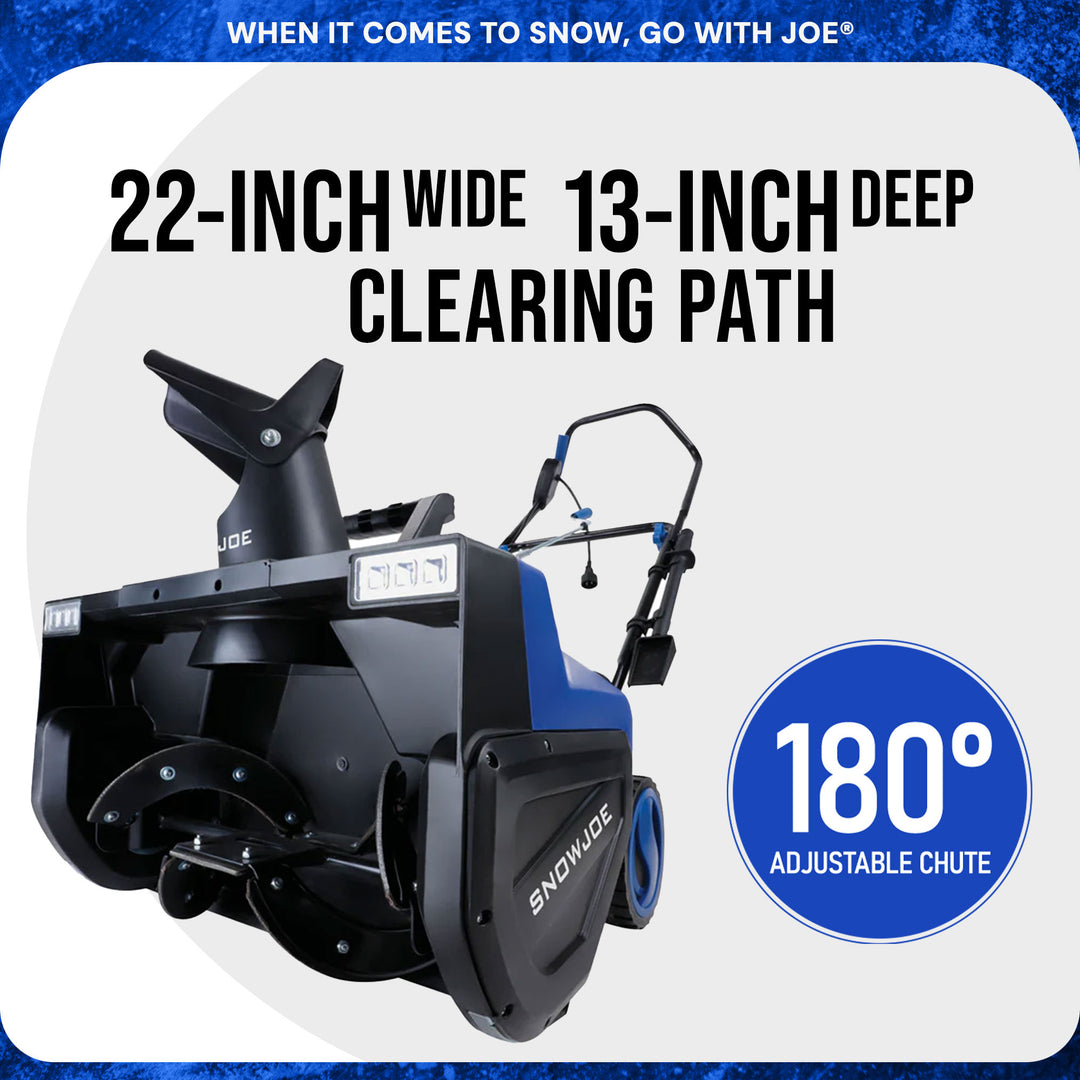 Snow Joe Electric Snow Blower, 22", Dual LED Lights, Cover Included (Open Box)