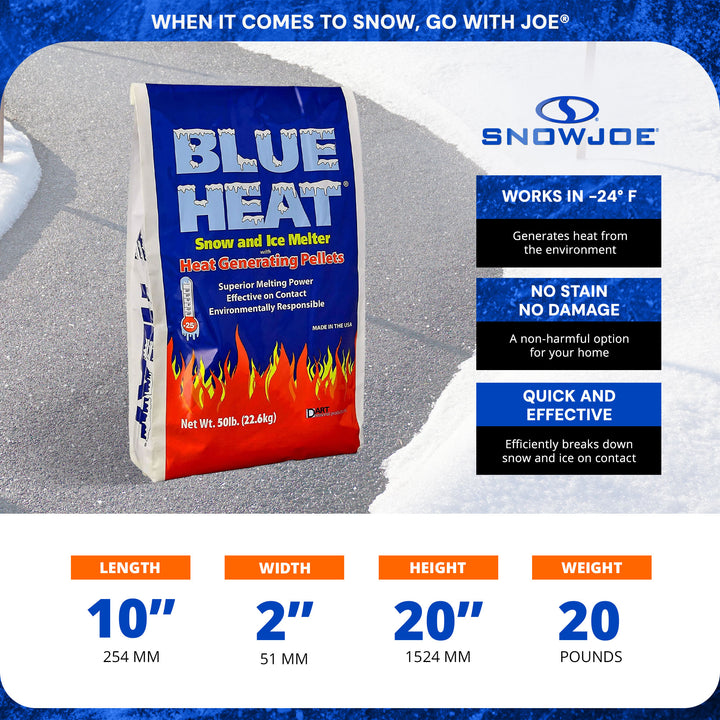 Snow Joe Blue Heat Snow & Ice Melter, Heat Pellets, Non-Staining, 20 Lb Bag