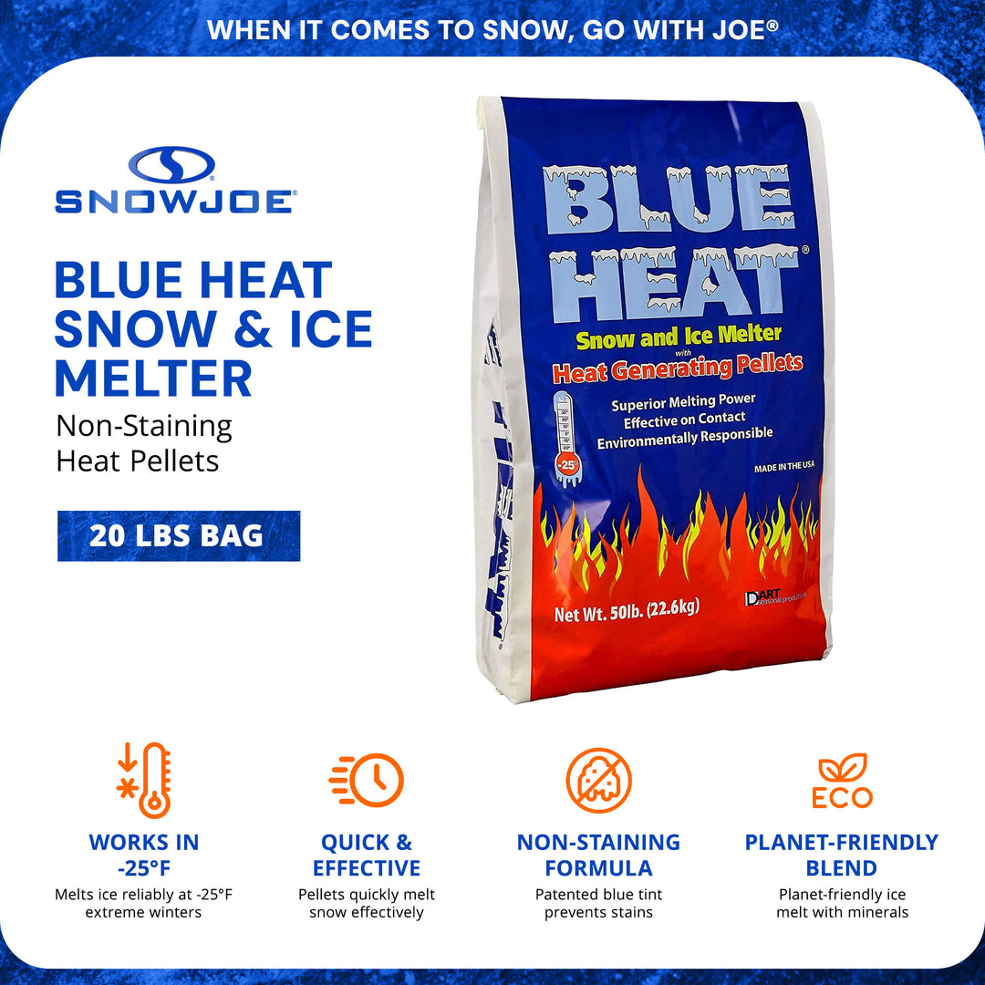 Snow Joe Blue Heat Snow & Ice Melter, Heat Pellets, Non-Staining, 20 Lb Bag