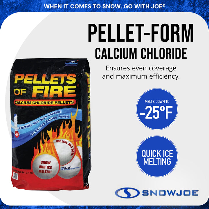 Snow Joe Pellets of Fire Ice Melter, Driveways, Sidewalks, Concrete, 20 lb, CP20