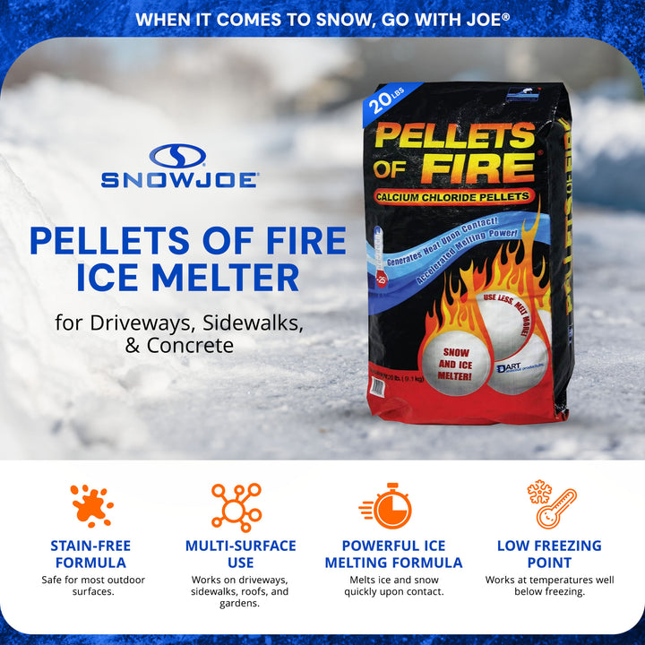 Snow Joe 5 Pack Pellets of Fire Ice Melter for Driveways & Sidewalks, 20 lbs