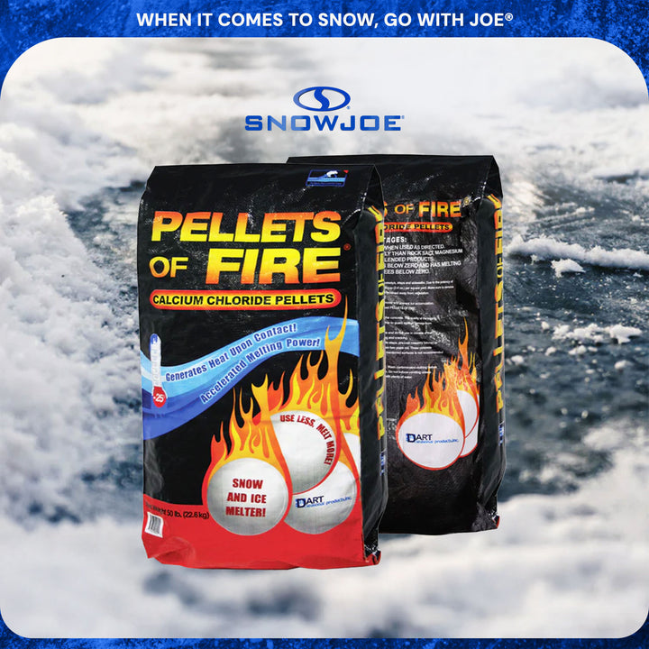 Snow Joe Shovelution Snow Shovel Bundled with Pellets of Fire Ice Melter, 50 Lbs