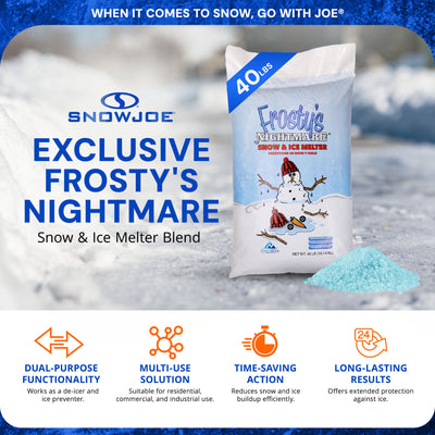 Snow Joe Snow & Ice Melter, Fast-Acting Melt Pellets, Salt Crystal Formula, 40 Lb Bag - Multi-Use Deicer and Remover for Driveway, Concrete, Sidewalk, and Outdoor Spaces, Frosty's Nightmare AZ-FN-40 - VMInnovations