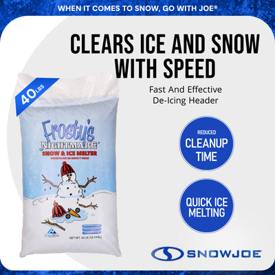 Snow Joe Snow & Ice Melter, Fast-Acting Melt Pellets, Salt Crystal Formula, 40 Lb Bag - Multi-Use Deicer and Remover for Driveway, Concrete, Sidewalk, and Outdoor Spaces, Frosty's Nightmare AZ-FN-40 - VMInnovations