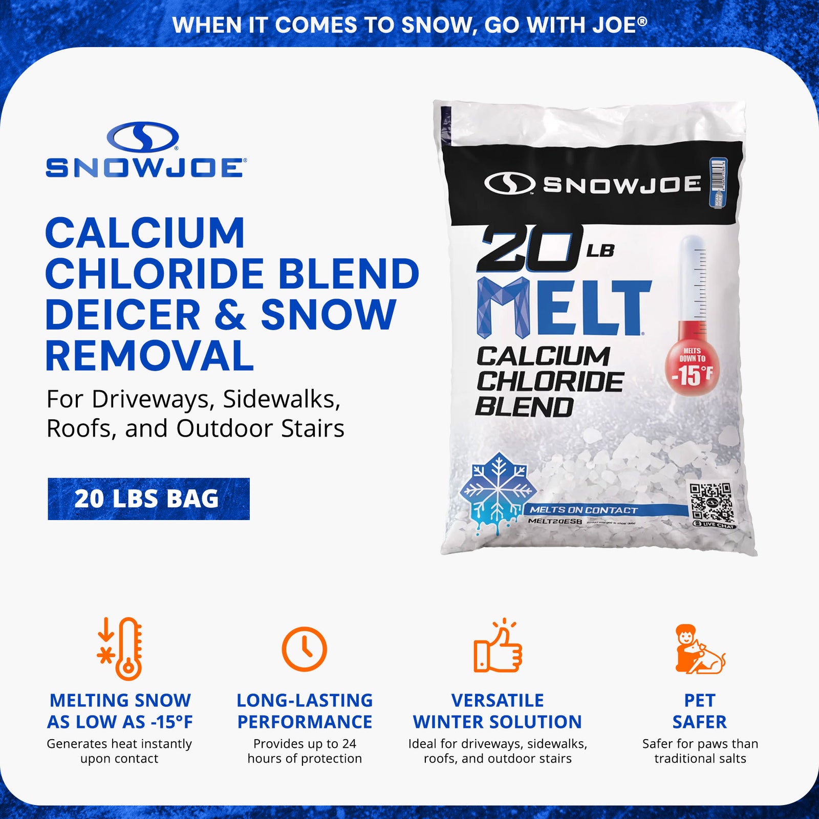 Snow Joe Calcium Chloride Blend Deicer & Snow Removal, 20 Pounds, AZ-20-ESB - VMInnovations