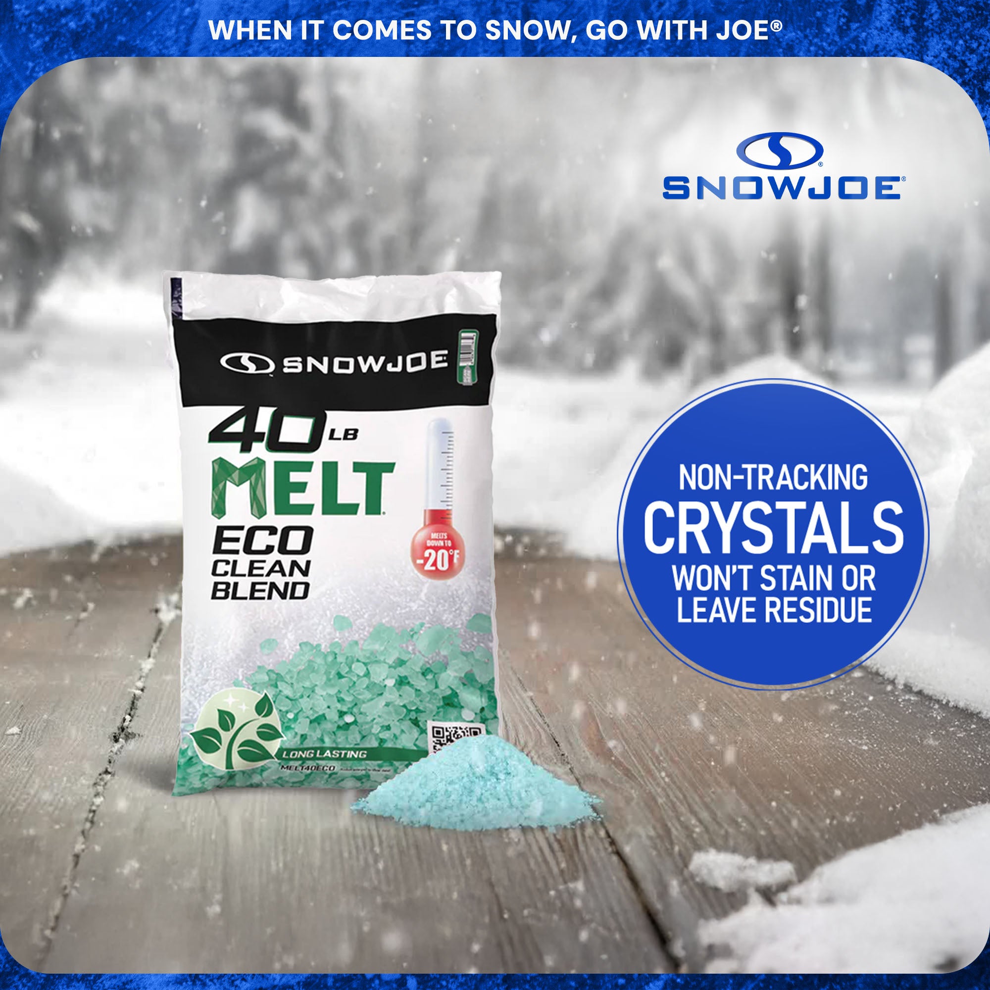 Snow Joe Eco Clean Ice Melt Blend, Safer for Concrete & Plants, 40 lb, AZ-40-ECO - VMInnovations