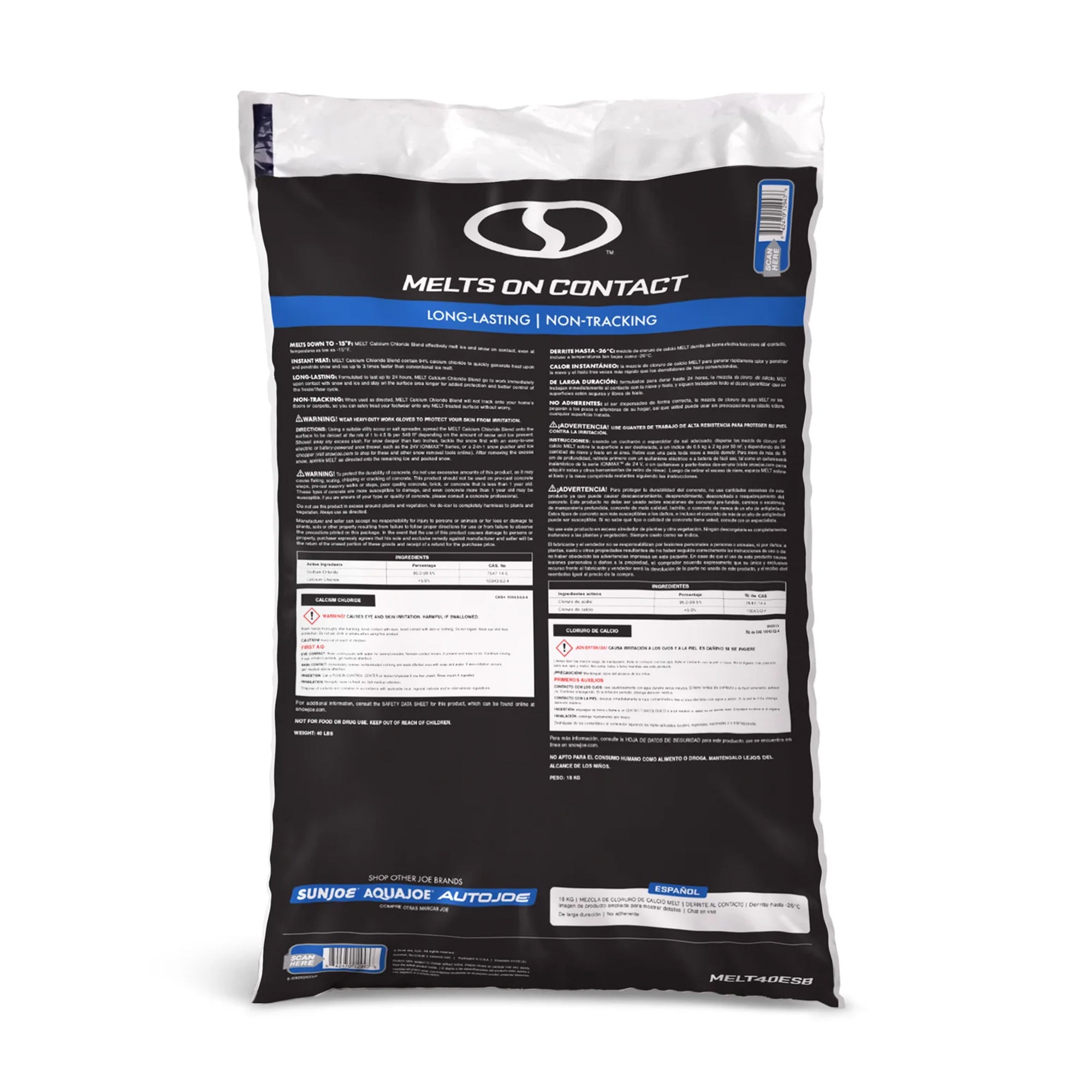 Snow Joe Calcium Chloride Blend Deicer & Snow Removal, 40 Pound Bag, 63 Pack