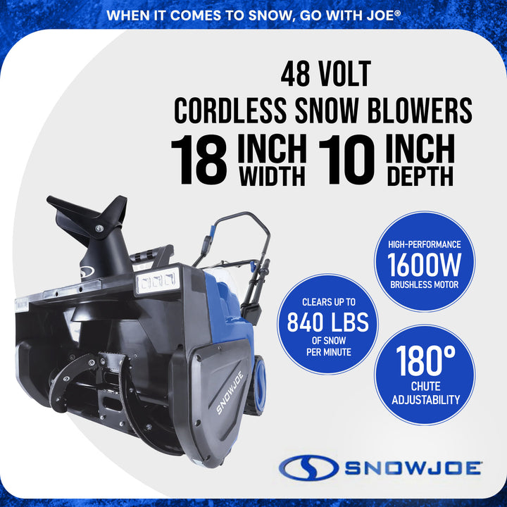 Snow Joe Cordless Snow Blower w/Electric Engine Type, 24 Volt, Blue (Open Box)