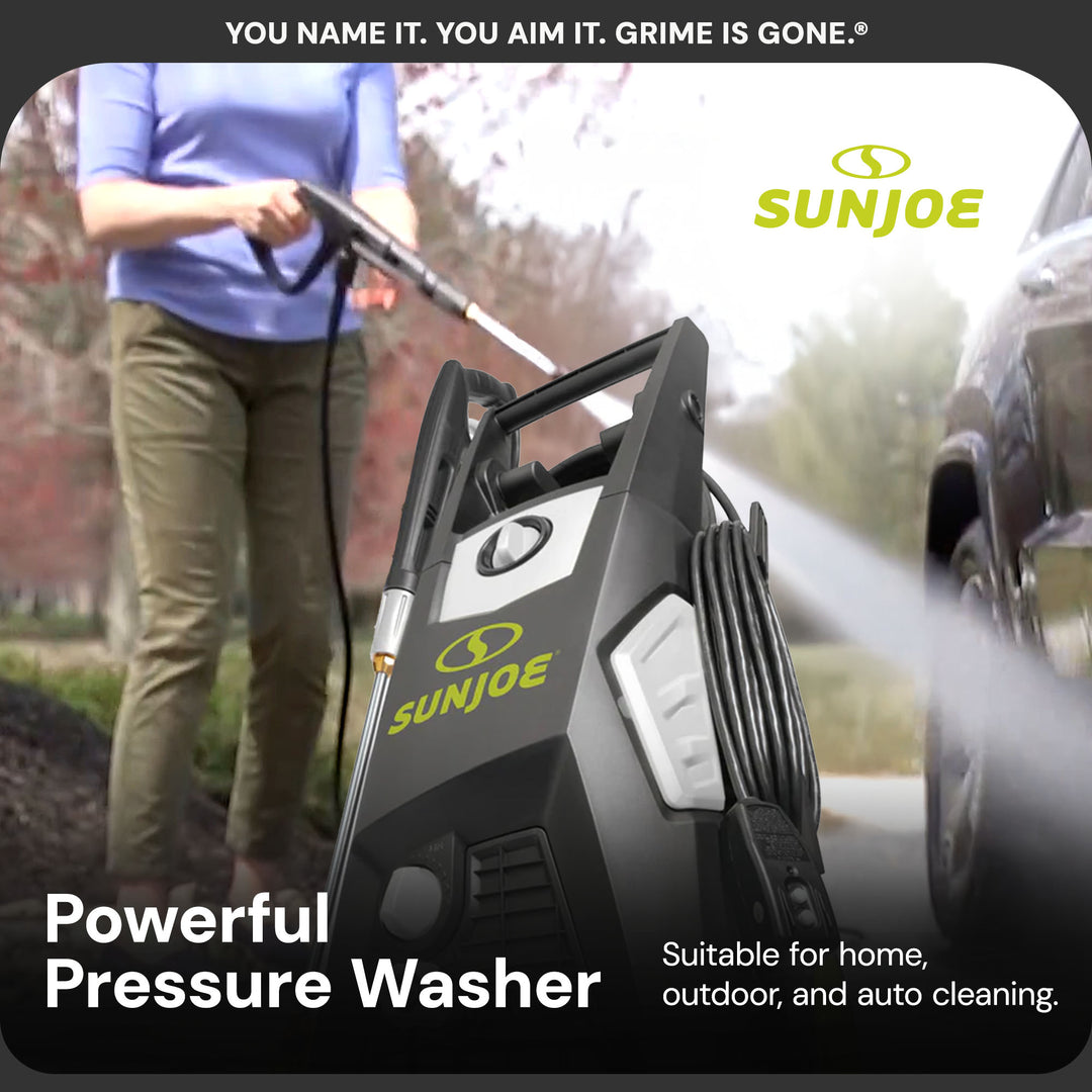 Sun Joe Electric Pressure Washer Power Tool w/Wheels & Hose Connector (Open Box)
