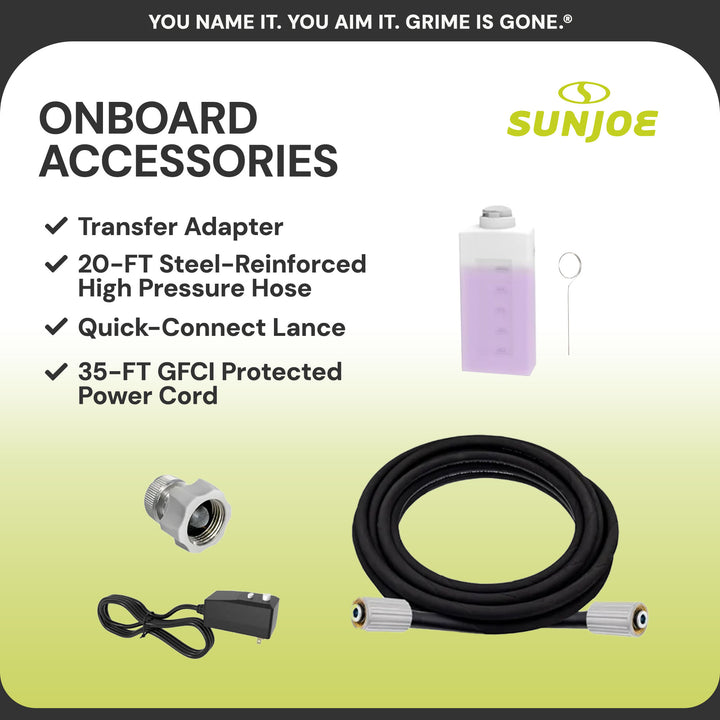 Sun Joe Electric Pressure Washer Power Tool w/Wheels & Hose Connector (Open Box)