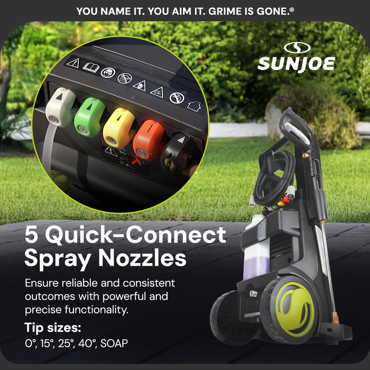 Sun Joe Electric Pressure Washer Power Tool w/Wheels & Hose Connector (Open Box)
