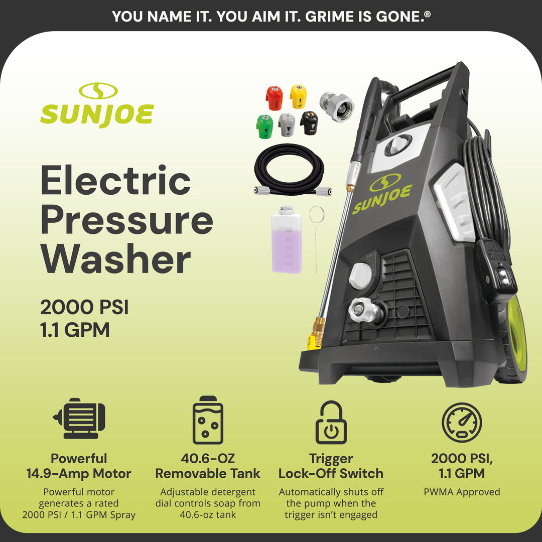 Sun Joe Electric Pressure Washer, Power Washer w/Wheels, SPX3500, PWMA Certified