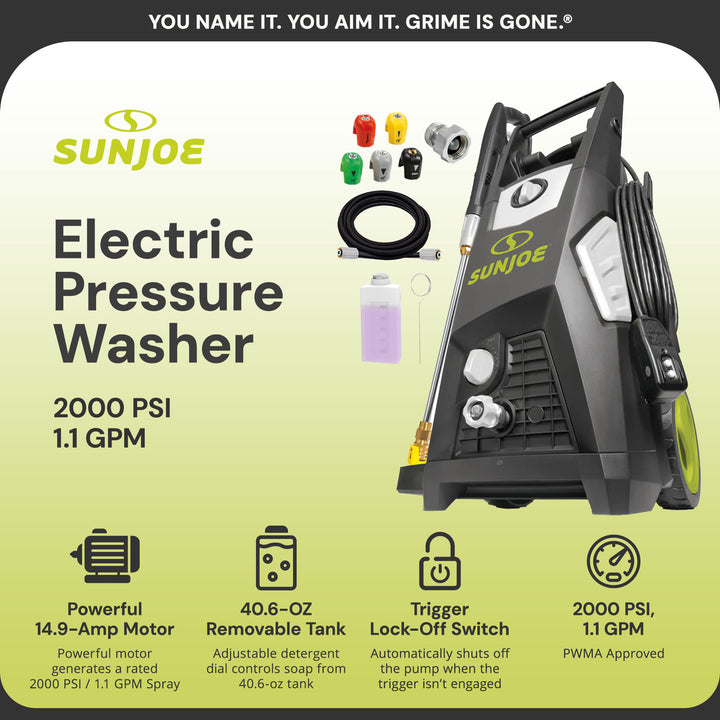 Sun Joe Electric Pressure Washer, Power Washer w/Wheels, SPX3500, PWMA Certified