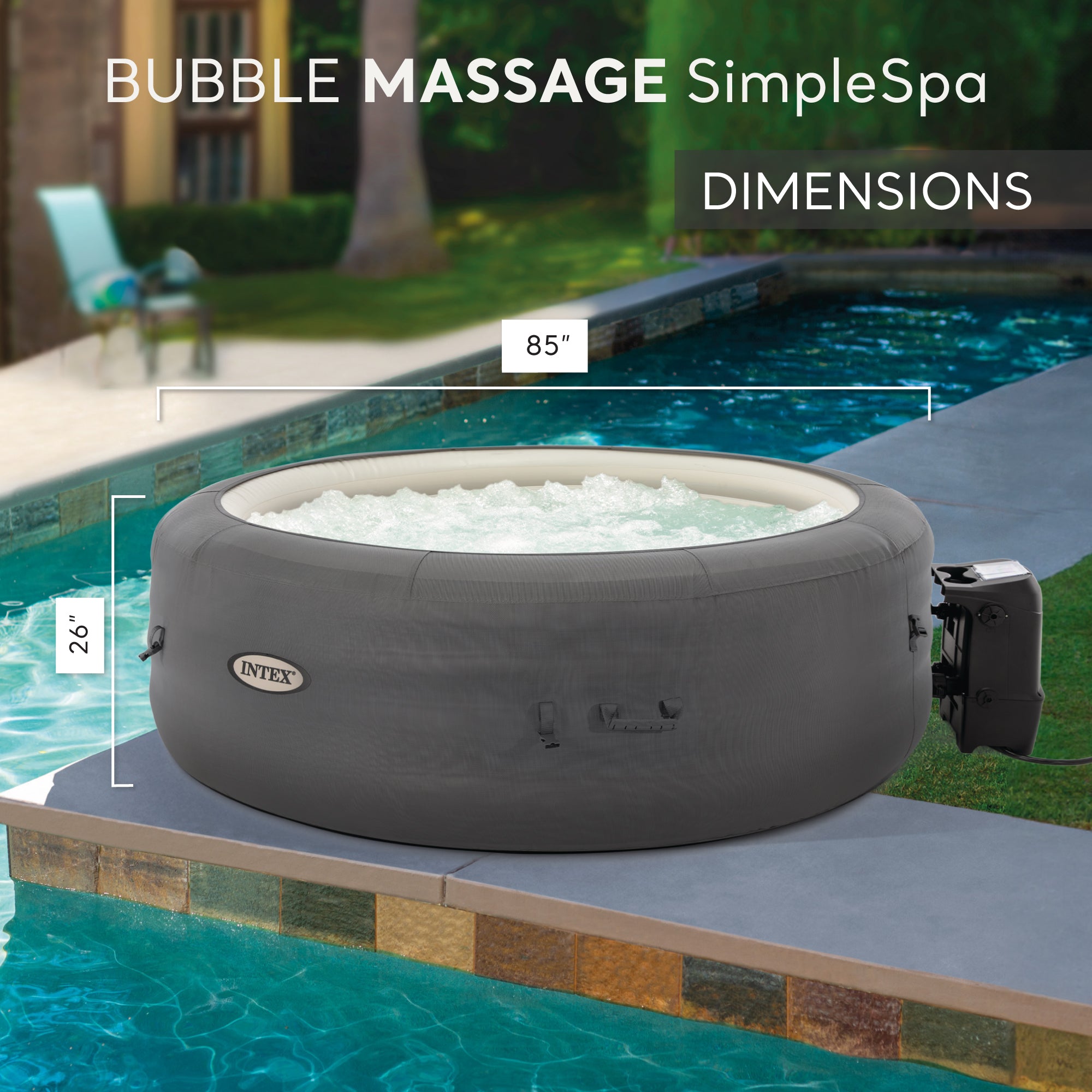 Intex SimpleSpa Bubble Massage 6 Person Inflatable Hot Tub & PureSpa Cup Holder