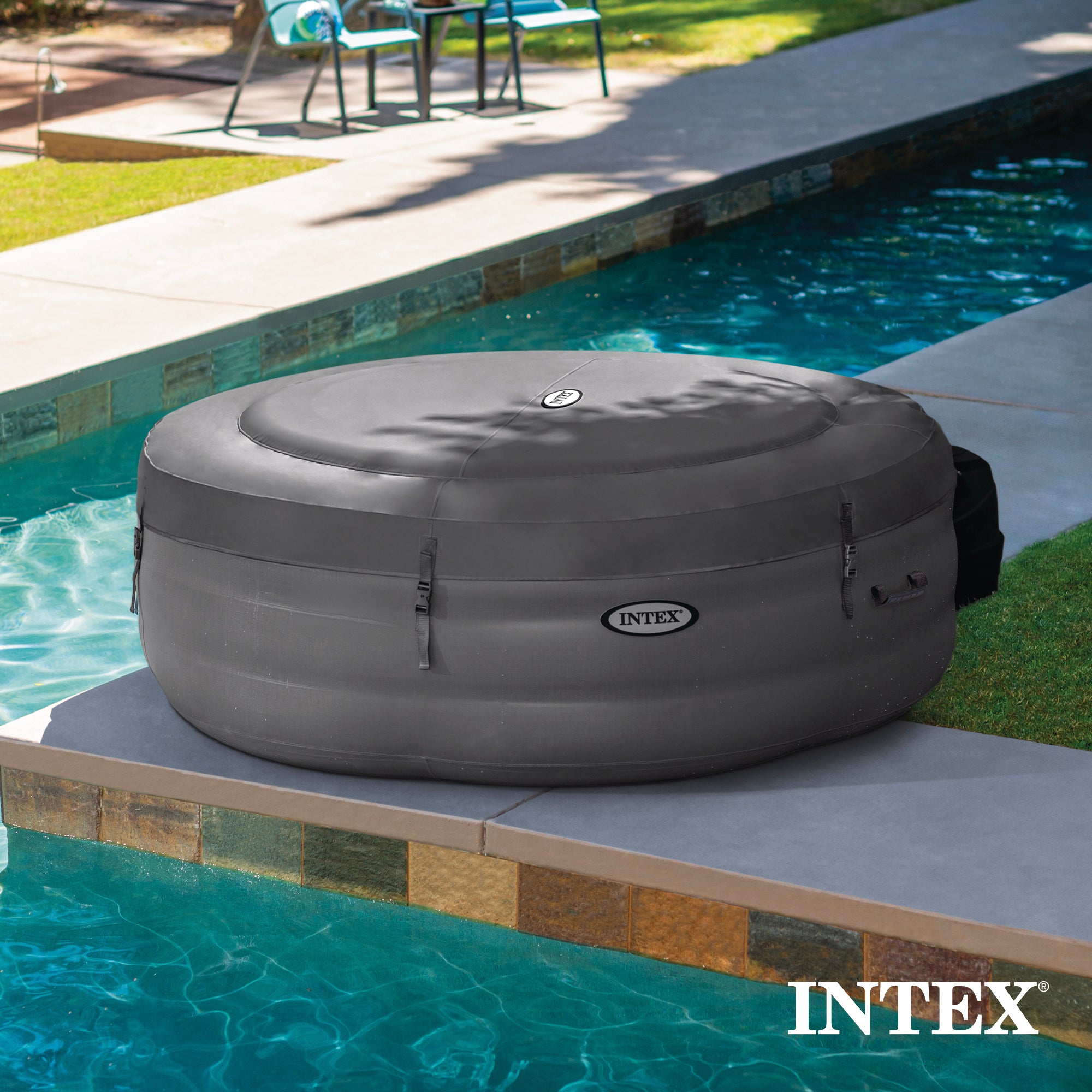 Intex SimpleSpa Bubble Massage 6 Person Inflatable Hot Tub & PureSpa Cup Holder