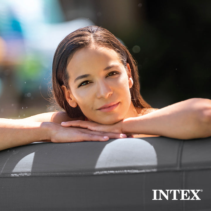 Intex SimpleSpa Bubble Massage 6 Person Inflatable Hot Tub with Energy Cover