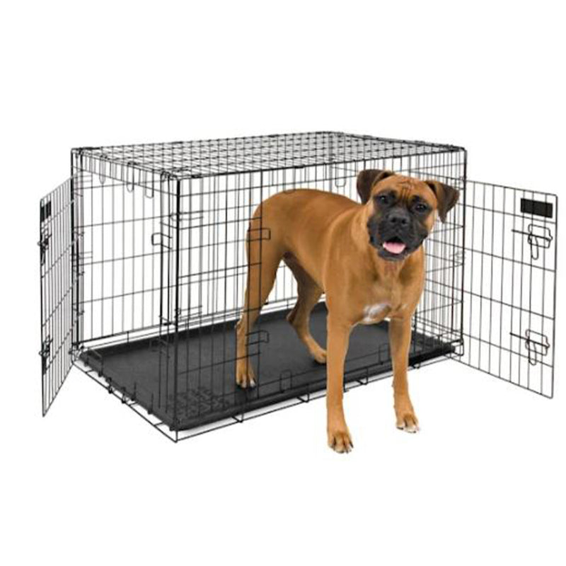 Petmate Double Door Training Retreat Wire Kennel Dog Crate with Divider, Black