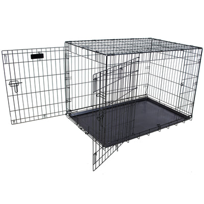 Petmate Double Door Training Retreat Wire Kennel Dog Crate with Divider, Black