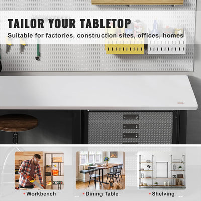 VEVOR 60 x 25 Inch Rectangular Tabletop for Adjustable Standing Desk, White - VMInnovations