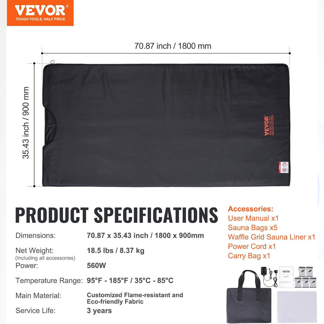 VEVOR Infrared Carbon Heating Sauna Blanket for Detox & Relaxation (Open Box)