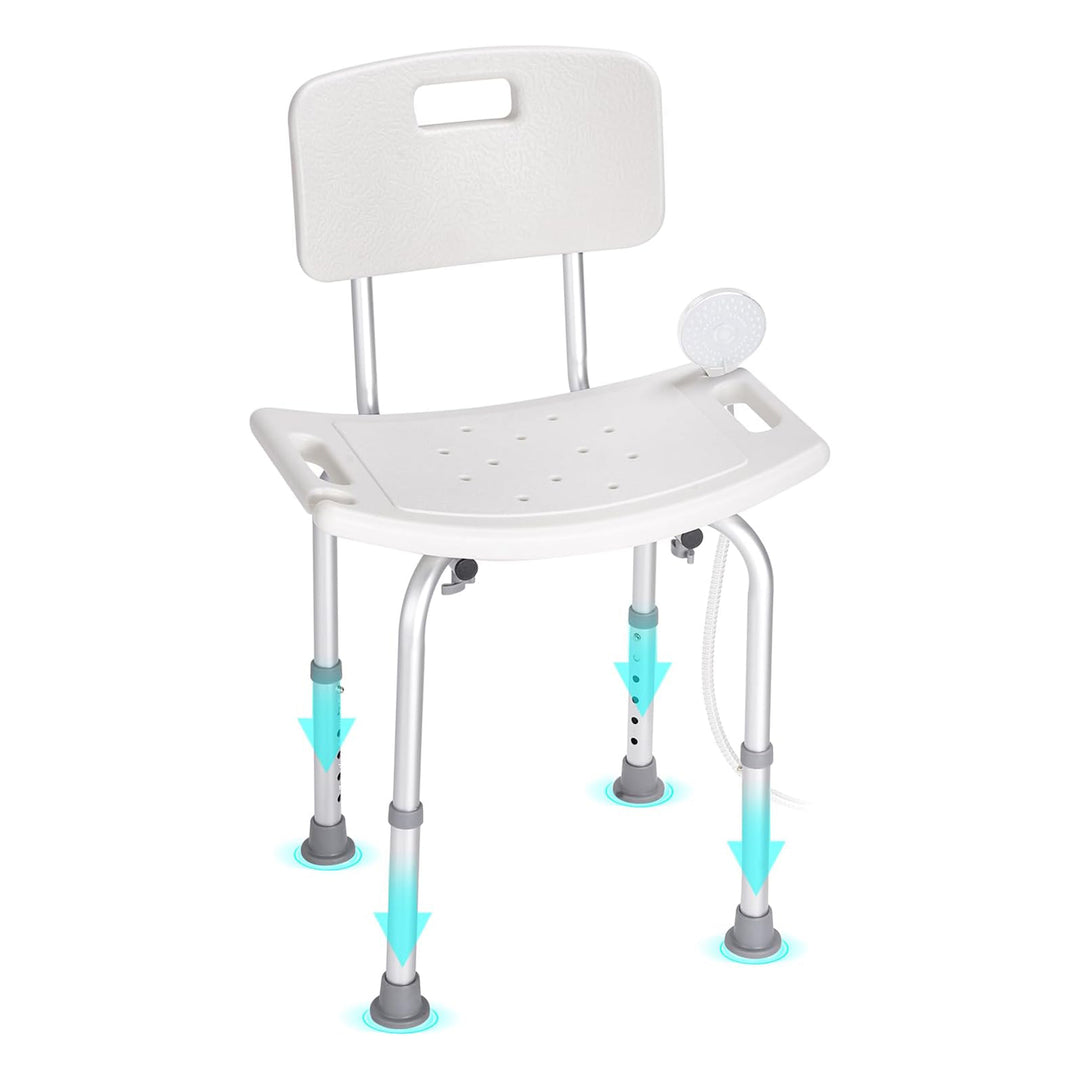 VEVOR Adjustable Shower Chair, Bathroom Bench w/Back for Elderly, 350lb Capacity