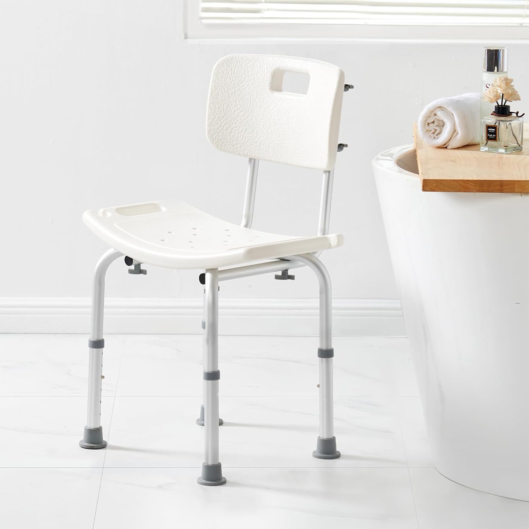 VEVOR Adjustable Shower Chair, Bathroom Bench w/Back for Elderly, 350lb Capacity - VMInnovations