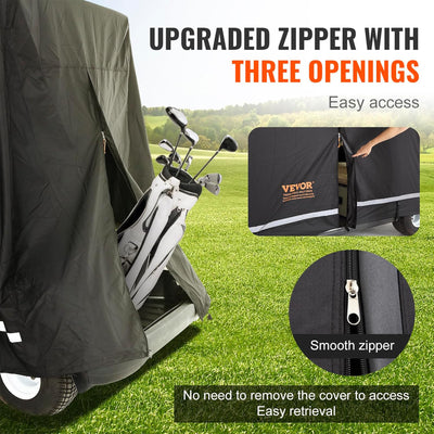 VEVOR Waterproof 4-Passenger Golf Cart Cover, w/ Carry Bag, Black (Open Box) - VMInnovations