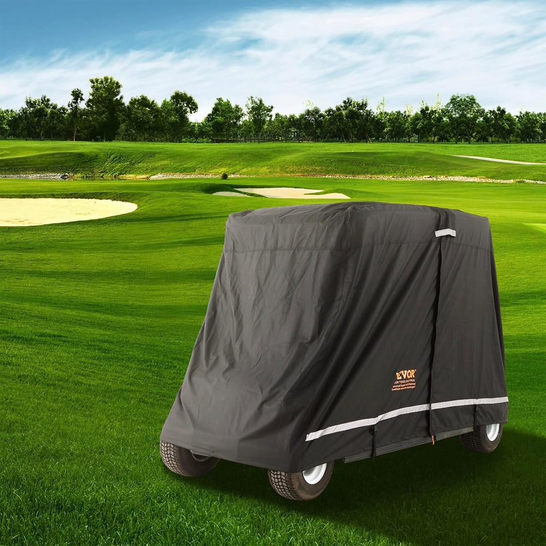 VEVOR Waterproof 4-Passenger Golf Cart Cover, Rain Enclosure w/ Carry Bag, Black