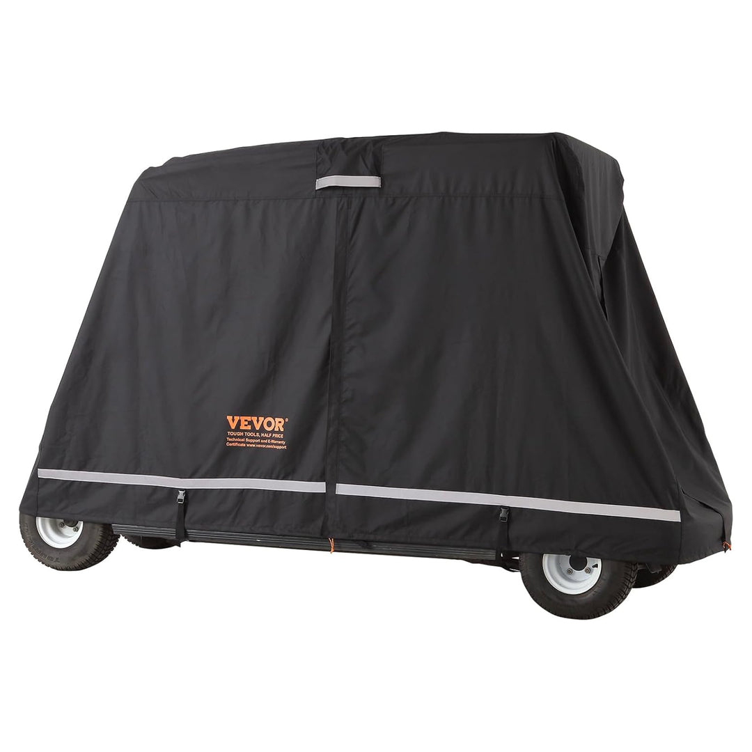 VEVOR Waterproof 4-Passenger Golf Cart Cover, Rain Enclosure w/ Carry Bag, Black