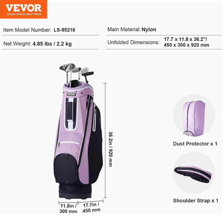 VEVOR 14-Way Organizer Golf Cart Bag, Premium Durable Nylon Bag with Handles