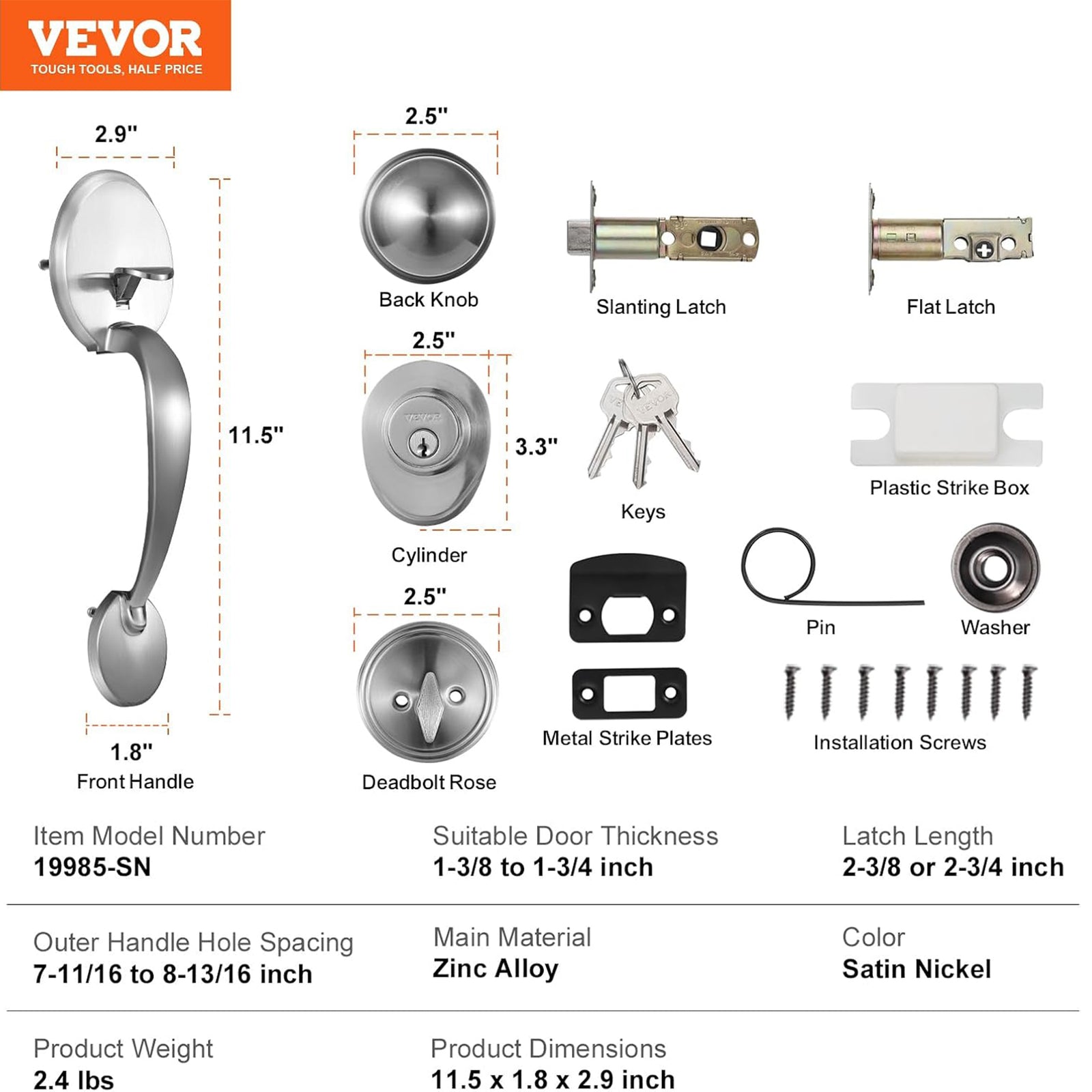 VEVOR Front Door Handle and Deadbolt Set for Right and Left Handed Entrance - VMInnovations