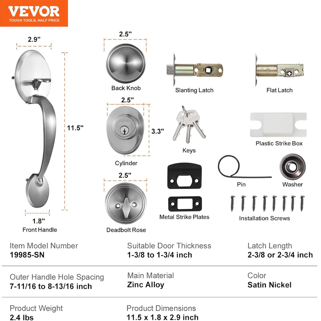 VEVOR Front Door Handle & Deadbolt for Right & Left Handed Entrance (Open Box)