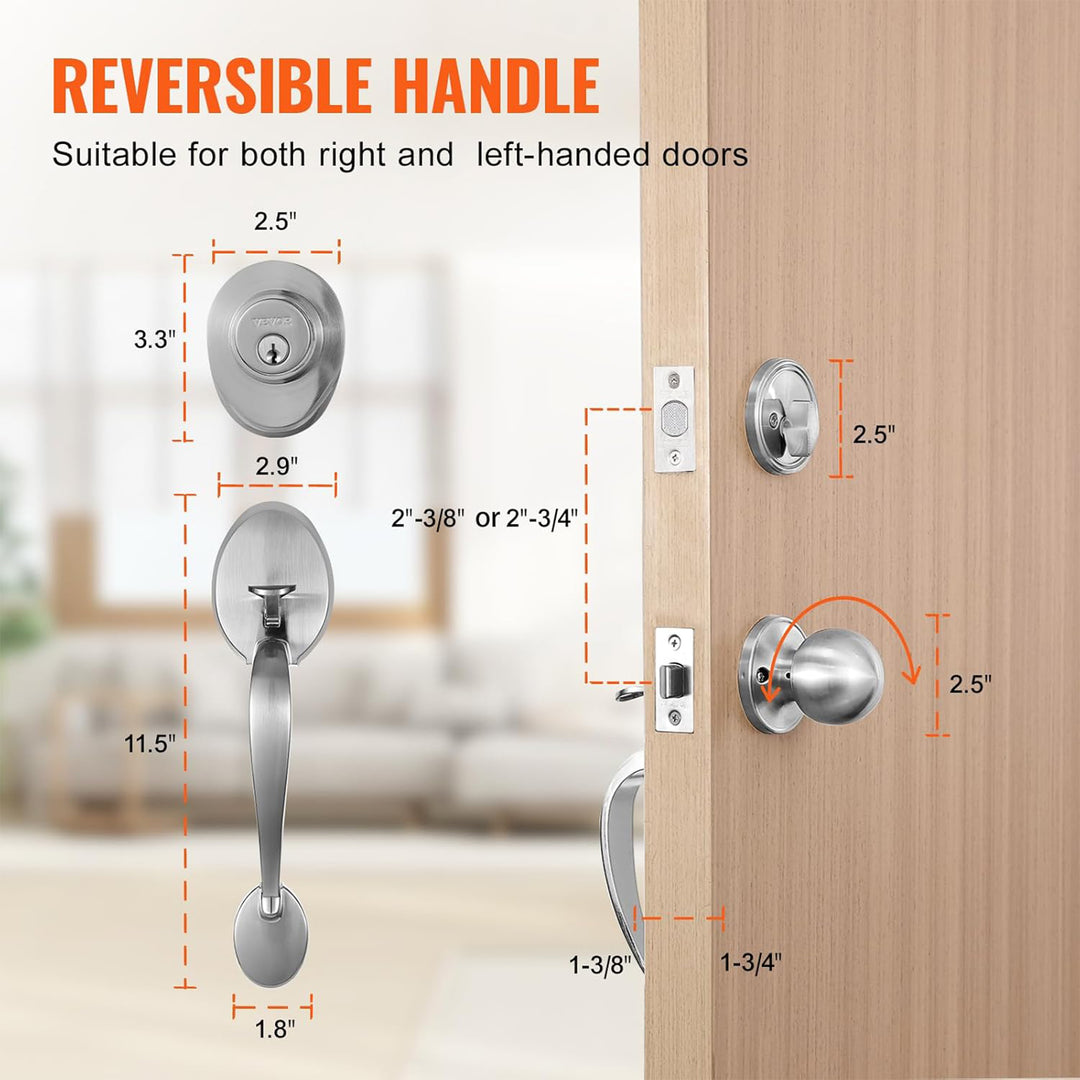 VEVOR Front Door Handle & Deadbolt for Right & Left Handed Entrance (Open Box)